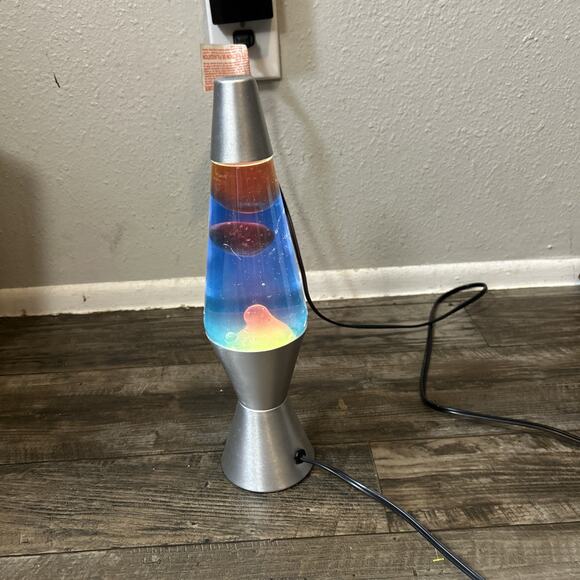 Vintage 90s LAVA LITE LAMP Black Base Orange Lava, Orange Fluid. Tested - Picture 1 of 3